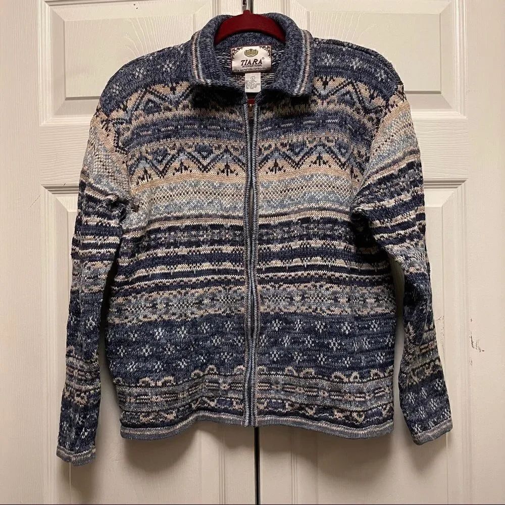 Vintage Tiara Zip Up Cardigan Sweater